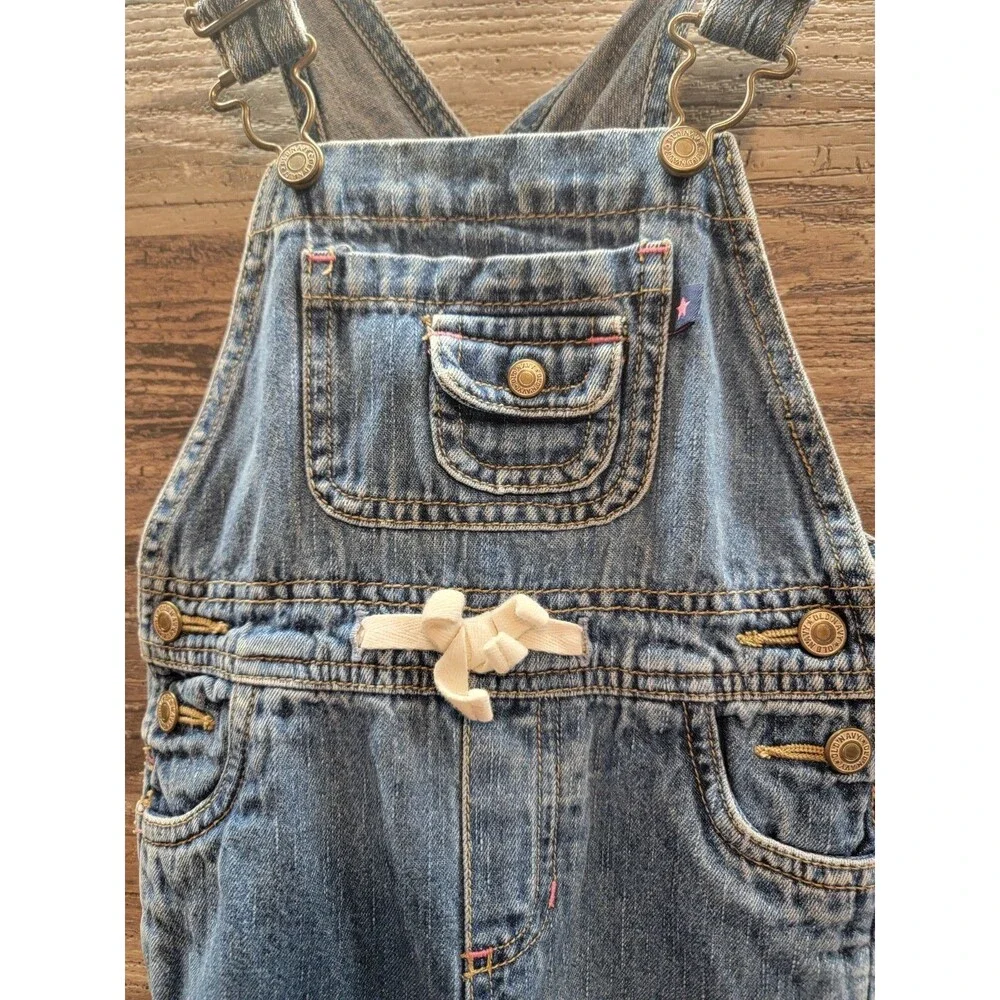Vintage 90s Old Navy Girls Medium Wash Denim Jean Carpenter Overalls sz 18-24 Mo